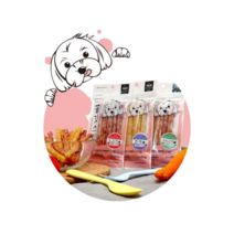 강아지 개껌 3개월 2개월 새끼 아기 강아지간식 쫄깃스틱 65g, 연어껌