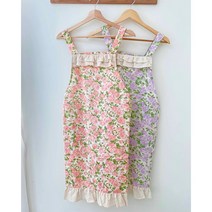 여성스러운 장미 수채화 꽃집 카페 유치원 에이프런 방수 주방 앞치마, 연보라