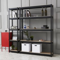 울트라랙 가로80x깊이50x높이150cm 5단 선반 베란다 다용도 무볼트 철제 앵글 세탁기, 블랙