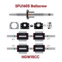 2 pcs HGR15 HGR20 선형 가이드 + 4 pcs HGH15CA HGH20CA 블록 캐리지 + 1 세트 볼 스크류 키트 SFU1605 8mm 커플러 CNC, 21. 1600mm, 02. SFU1605 HGW15CC