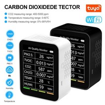 실내 공기질 측정기 오염도 유해물질 전문 측정 감지기 6 in 1 공기 품질 다기능 pm2 5 tvoc co2 ch2o 온도 습도 모니터 센서 홈 오피스 호텔, 자주색