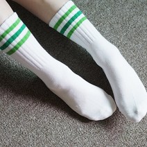 여성 골프양말 이중 쿠션 미끄러짐방지 논슬립 헬로버디 테니스 스포츠양말, 조거삼선 쿠션 논슬립양말_연두