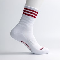 컴프로 남자 남성 V-TREK 기능성 스포츠 장목 쿠션 링글 기능성 양말, 흰색-빨강