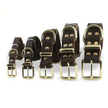 강아지가죽목줄 대형견목줄 중형견 소형견 애견목줄, D고리 두개