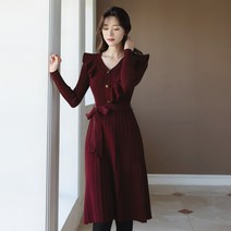 시크라인 리리 언발러플 니트 원피스