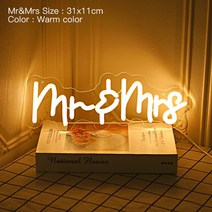 Led 네온 사인 생일 축하 투명하고 유연한 아크릴 야간 조명 오 베이비 웨딩 파티 룸 장식, 05 mr mrs_01 AU