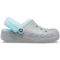 국내매장용 CROCS 크록스 바야 라인드 퍼즈 스트랩 클로그 연회색/아이스블루 206633 털안감 라인드 클로그