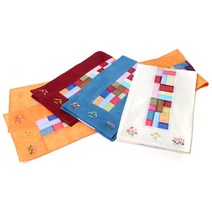 박씨상방 고급 모시조각보 꽃자수 러너, 상세설명 참조, 분홍