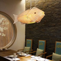 스네퍼 1등 펜던트 E26램프 전용 대나무 식탁등 주방등 참치모형 일식집 인테리어조명