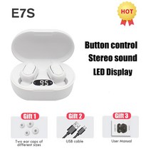 블루투스 헤드폰 헤드셋 무선 E7S Tws 무선 헤드폰 블루투스 이어폰 샤오미 레드미 아이폰용 마이크 스포, 02 White Earbuds, 05 white