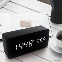 LED 우드 탁상시계/무소음/전자/디지털/시계/당일발송, 중_우드(사각)