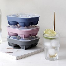 [∂LL7] 실리콘 아이스볼 4구 몰드 얼음 크림틀 트레이 만들기 제조기 케이스_h§eEA, §ff_인디핑크