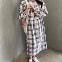 다잇템 여자 귀여운 박스핏 10대 격자 캐쥬얼 롱원피스 (8112053)