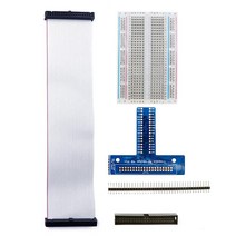 Treedix Pi GPIO 브레이크 아웃 확장 키트 라즈베리 파이 4B 3B+ 3B 2B B+ T-타입 GPIO 확장 어댑터 보드 + 400 타이 포인트 납땜 없는 브레드보드, with 400 tie points solderless