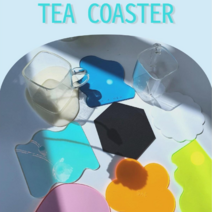 티코스터 만들기 아크릴 컵받침 제작 미아아트 신혼부부 집들이 선물 컬러링, 물결3, 형광핑크