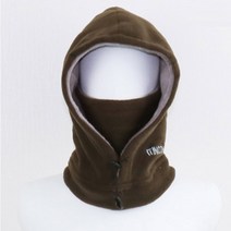 베이직엠 남성 여성 겨울 방한 후드모자 넥워머, 브라운