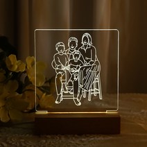 가꼬싶다 드로잉 무드등 아크릴 제작 기념일선물 커플선물, 네모형+전용장식, 라지형, 7인