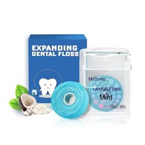 MySmile 치실 코코넛 오일 주입 우븐 확장 왁스 민트 성인 및 아동용 비건 동물 실험 없음 여행용 45.2m50야드 4개 팩 USA 미국, 2 Pack