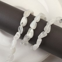 [5484-10]원석 조약돌 약6x8mm 천연석 화이트문스톤 10월탄생석/문스톤 반줄(약19cm)