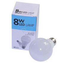 알에프세미 LED벌브 8W E26 LED램프 (밝기조절), 주광색(5700k)