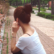 똥머리 당고머리 부분 가발 밴드 올림머리 묶는방법 브라운