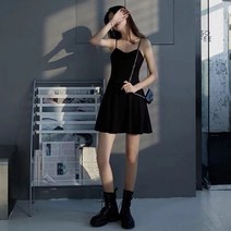 피로연 블랙 나시 원피스 숏 랩 A라인 스커트 F73