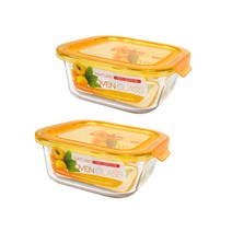 뉴오븐글라스 스마트 정사각 800ml-2개/오븐용기/밀폐용기/내열유리/전자레인지, 상세페이지 참조