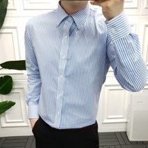 프롬엘 구김방지 스판 와이드카라 스트라이프 빅사이즈 남자 정장 와이셔츠(3COLOR)