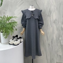메리 프릴 빅 세라 카라 루즈핏 기모 원피스