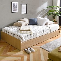블랑누보 안방 침대 원룸 집순이 슬림 낮은 침대 프레임, 오크