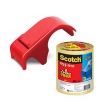 스카치 포장용 박스 테이프 디스펜서 DP-300RD + 포장용 테이프 3625V 투명 48mm × 25m 3p 세트, 혼합 색상, 2세트