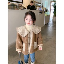 JS2231 여아 키즈 주니어 겨울 고퀄 후리스 뽀글이 털 솜혼방 빅카라 단추 경량 방한 무스탕 점퍼 잠바 재킷 코트 아동복
