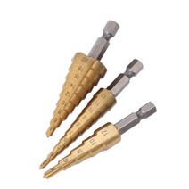 봉자석 셀프덴트 자가수리 3 개대 312mm 412mm 420mm HSS 스트레이트 그루브 스텝 드릴 비트 티타늄 코팅 목재 금속 구멍 커터 코어 드릴링 도구 세트, 3pcs 4-12 3-12 4-20