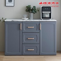 라자가구 위드 고메 1200 주방수납장 nk004, 색상:그레이+대리석