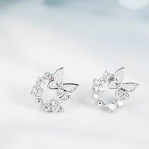 클루(CLUE) 당일배송 [행복과기쁨] 화이트 스프링 버터플라이 실버 귀걸이 CLER19473PWW