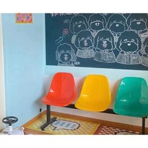 다인용 플라스틱 카페 대기 의자 야외 3인 공원 벤치, 야외 벤치 3인용 - 믹스 컬러