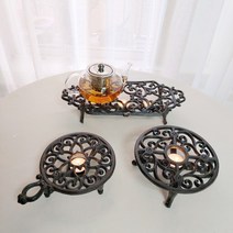 음식을 따뜻하게 무쇠 주물 워머 냄비 화로 앤틱 1인용 미니화로 푸드 테이블워머 손잡이, 01. 손잡이 워머, 1개