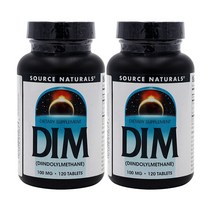2개 Source Naturals DIM (디인돌리메탄) 100 mg 120 타블렛, 120정 x 2개, 120정