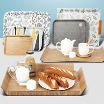 아카시아리빙 쟁반세트 서빙트레이 우드나무 카페 커피 업소용 사각 쟁반 플레이트, 제시카쟁반 화이트 L, 이미지참조