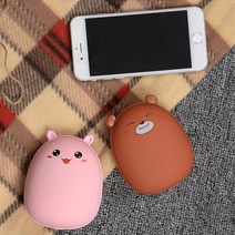 [소공원] KC인증 캐릭터 귀여운 USB 충전식 휴대용 보조배터리겸용손난로 충전용핫팩 멀티 전기 등산 낚시 손난로 전자, 브라운, 곰돌이손난로