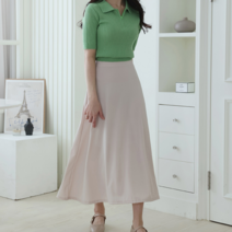 나니까 여성 롱치마 밴딩 플레어 롱 스커트 봄 여름