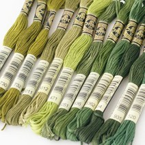 퀼팅맘 DMC 프랑스 수입정품 25번 십자수 면사 자수실 (그린계열 12종), 3012