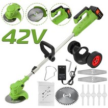 경량캠핑의자 42v 1880w 전기 잔디 트리머 잔디 깎는 기계 잡초 브러시 길이 조정, 에게, 바퀴가 달린 녹색