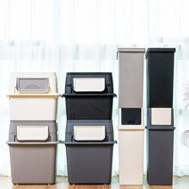 심플 분리수거함 플라스틱 수납적재함 재활용박스, 담다플랫45L, 아이보리