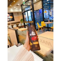 쉔샵 오피스 사무실 여성 리틀 보온텀블러 스마트 LED 스테인리스 텀블러 티컵 남녀 학생 휴대용 물컵 차량용 텀블러 아웃도어 피트니스 헬스 사무용 물병 봄 소풍 텀블러 선물용, 미키(브라운)