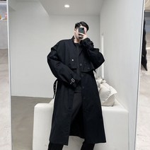힙한 남자 오버핏 빅사이즈 연예인 ST 블랙 캐주얼 코트 20대 데일리 클럽 코디