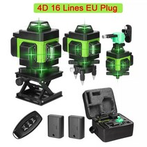 정확한 레이저 레벨기 충전식 4D 16 라인 셀프 레벨링 360 수직 및 수평선 원격 제어, [01] Green EU 16Lines, 01 Green EU 16Lines