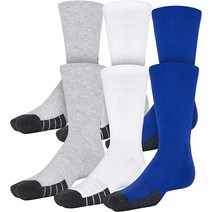 언더아머 퍼포먼스 테크 크루 양말3 6 팩, Medium, Royal Assorted (6-pairs)