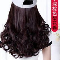 칼라별 긴 웨이브 흰색 검정색 모자가발, 단일사이즈, 화이트 모자 다크 브라운