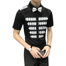 남자 반팔 셔츠 여름 패션 개성 견장 패치 슬림 반팔 뉴타임즈 A25 G192H966